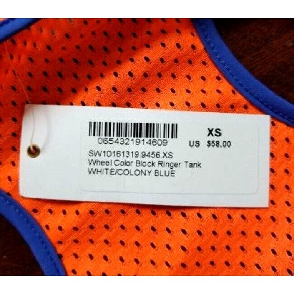 SOULCYCLE Wheel Color Block Ringer Tank ~ White/Colony Blue (Size XS) NWT - Picture 2 of 3